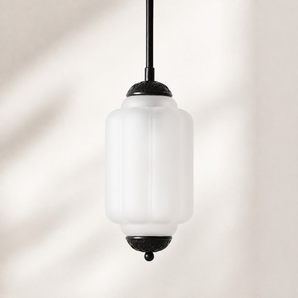 Vintage Scalloped Milk Glass Pendant - Modern Accent Light for Kitchen and Bedroom