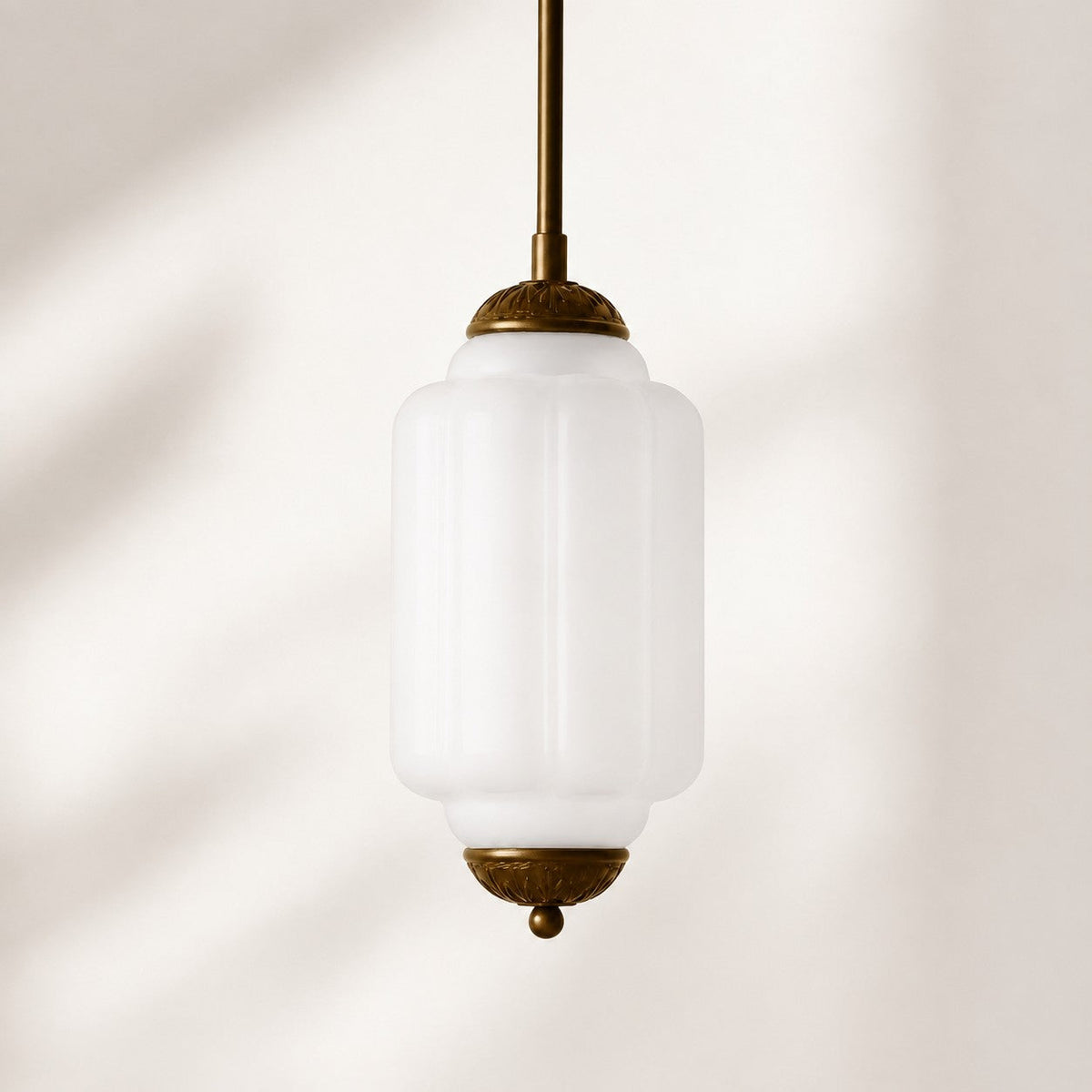 Vintage Scalloped Milk Glass Pendant - Modern Accent Light for Kitchen and Bedroom