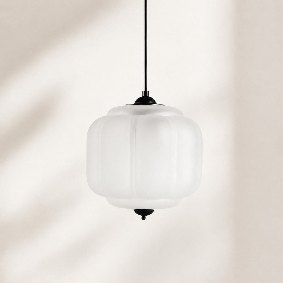 Vintage Scalloped Milk Glass Pendant - Modern Accent Light for Kitchen and Bedroom