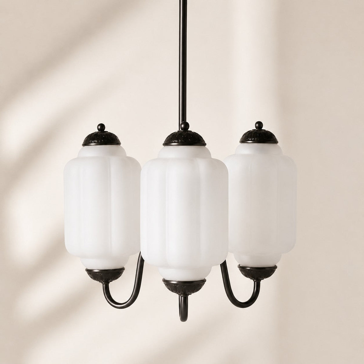 Vintage Scalloped Milk Glass Pendant - Modern Accent Light for Kitchen and Bedroom
