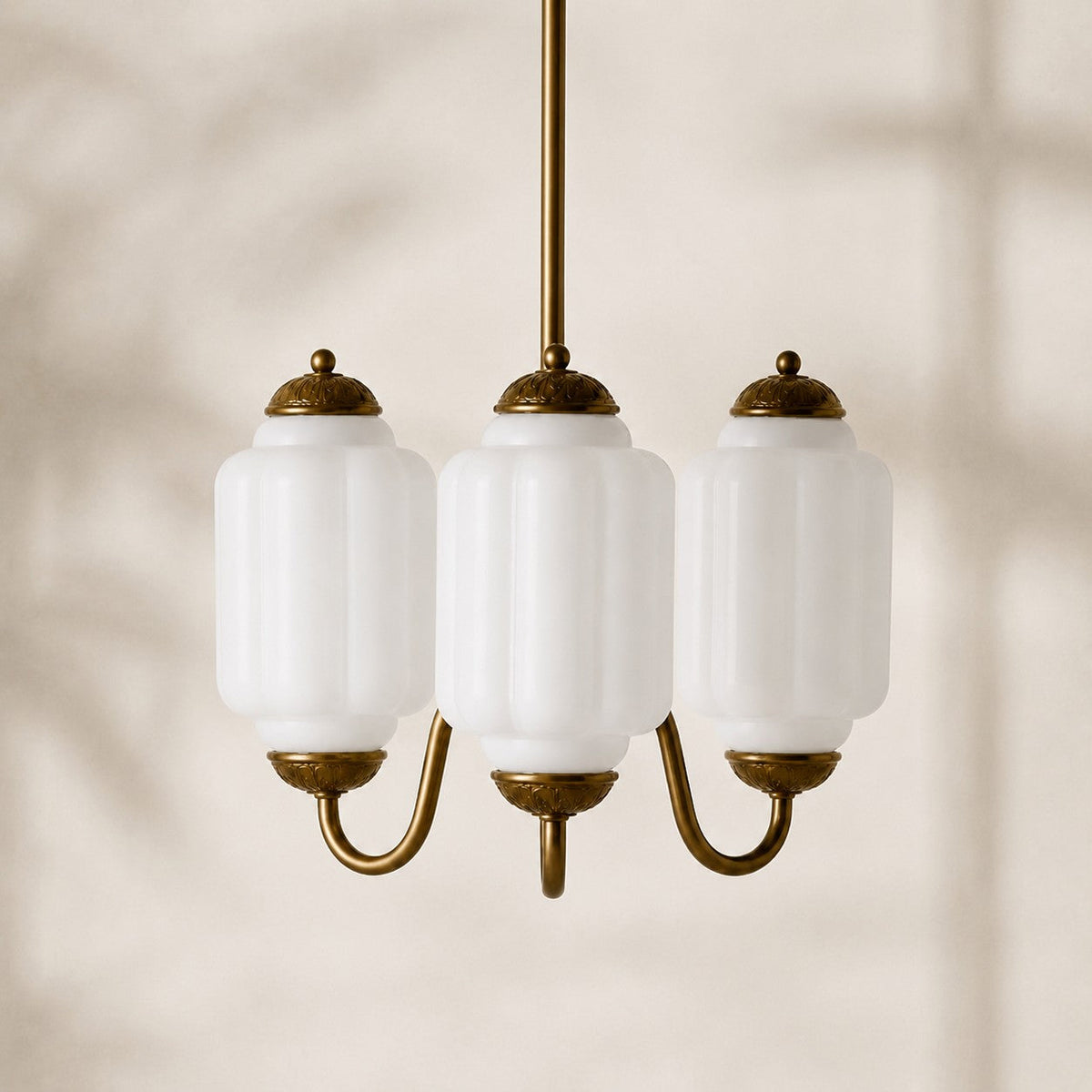 Vintage Scalloped Milk Glass Pendant - Modern Accent Light for Kitchen and Bedroom
