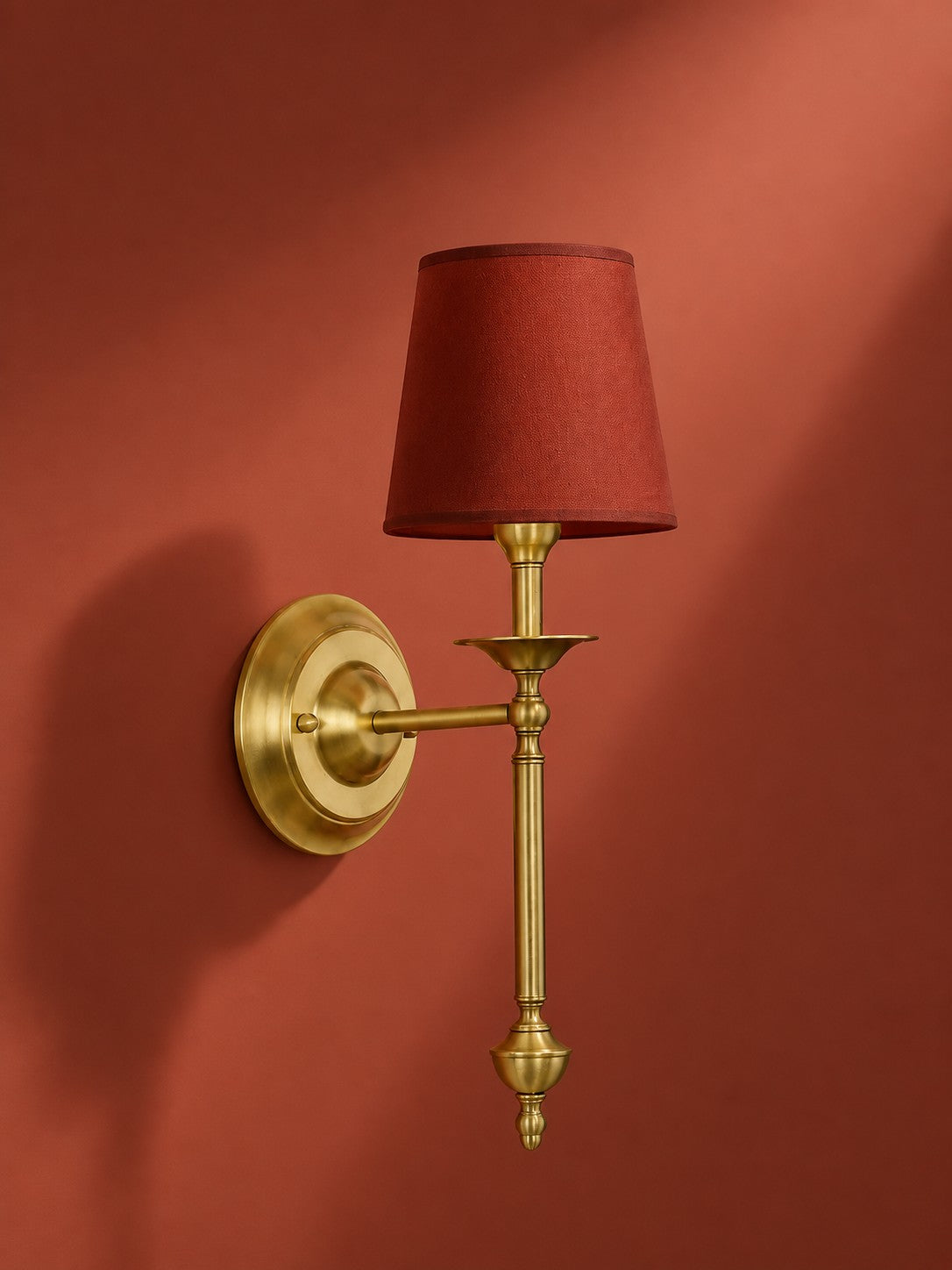 Fabric Shade Wall Sconce in Antique Copper - Vintage Luxury Light for Interiors