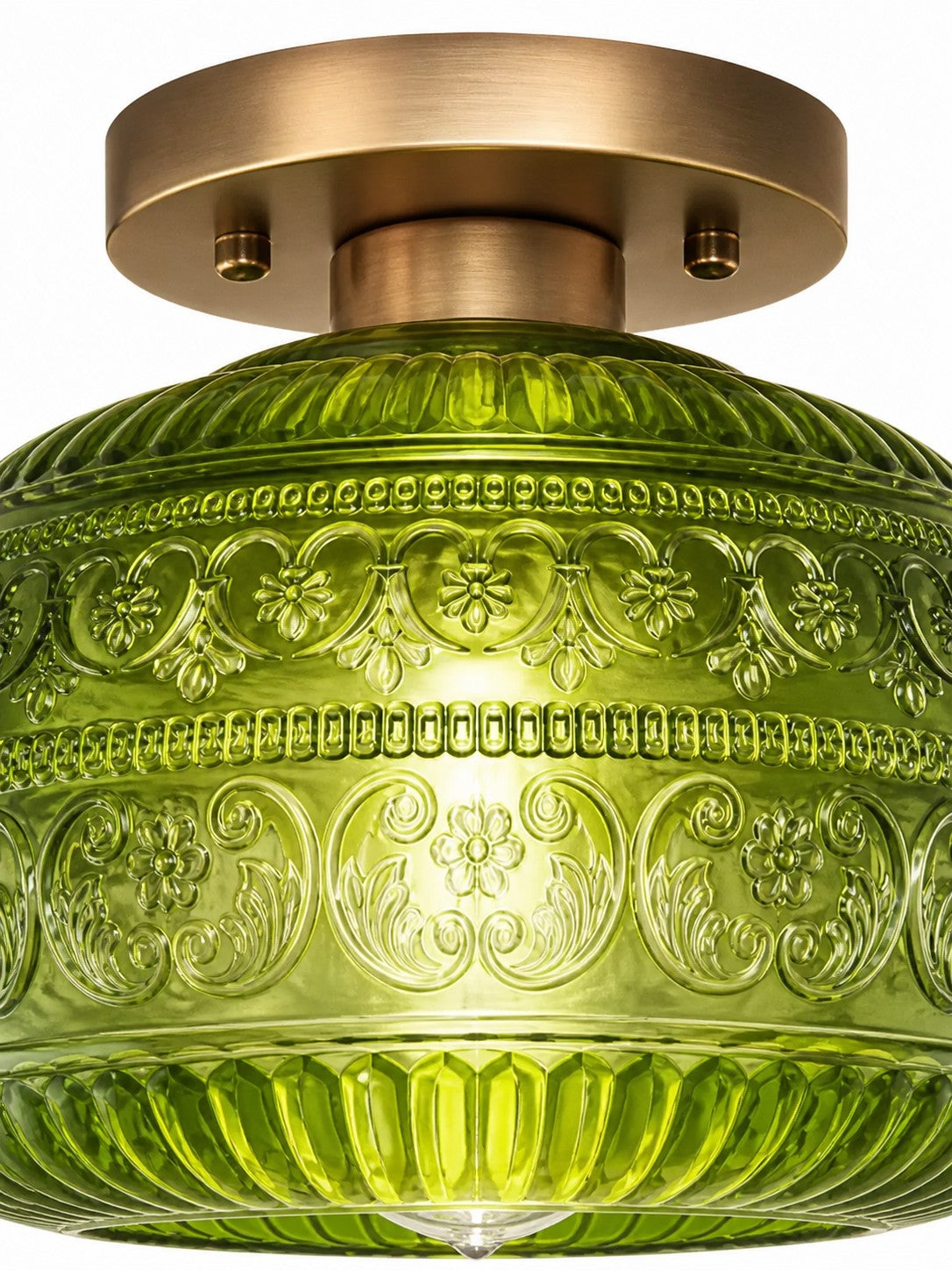 Vintage Glass Globe Ceiling Light - Textured Semi Flush for Any Room