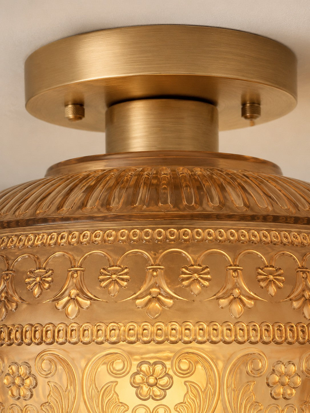 Vintage Glass Globe Ceiling Light - Textured Semi Flush for Any Room
