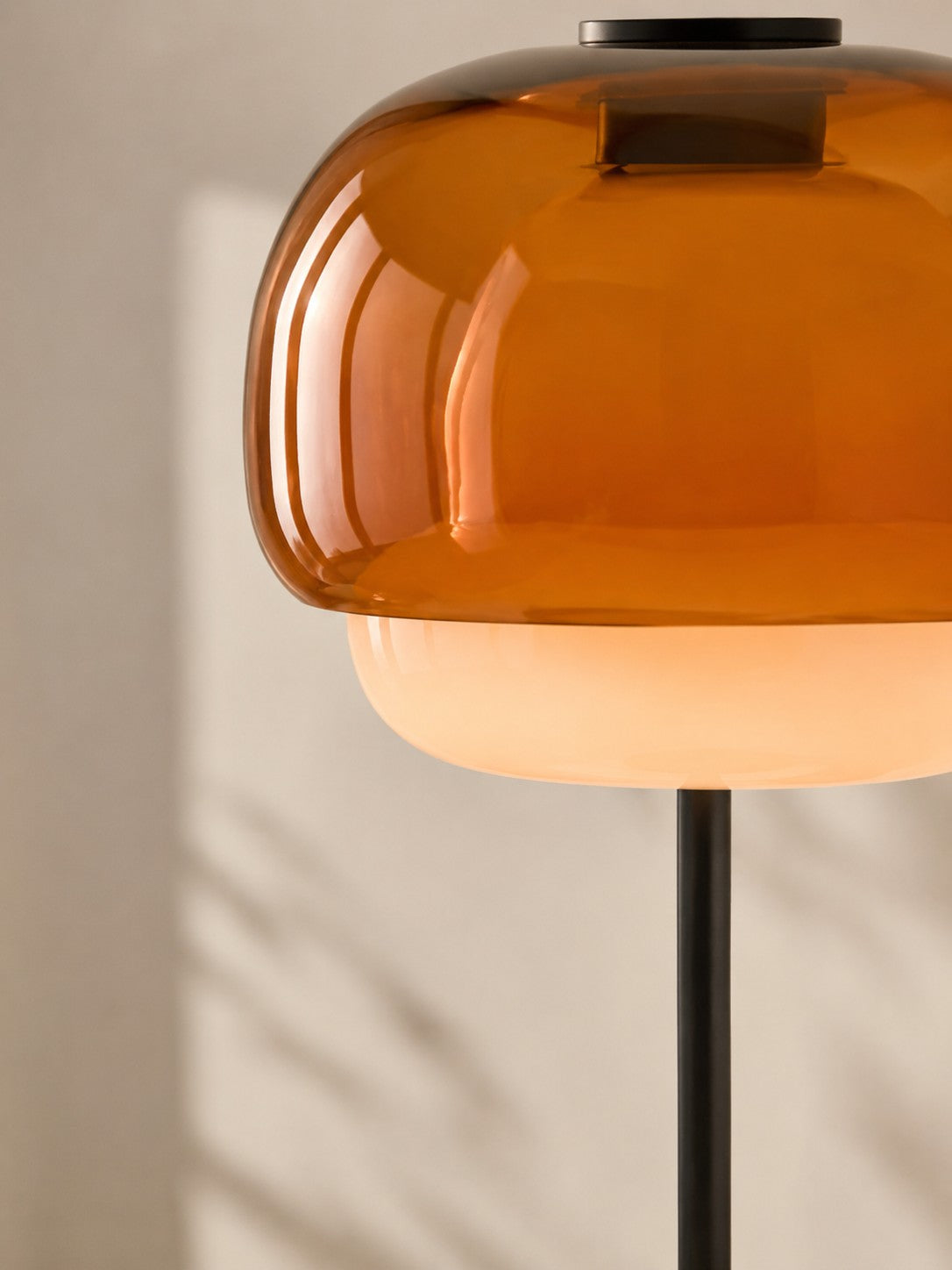 Mid Century Modern Glass Mushroom Table Lamp – Double Layer Glass Table Lamp for Nightstands and Sideboards