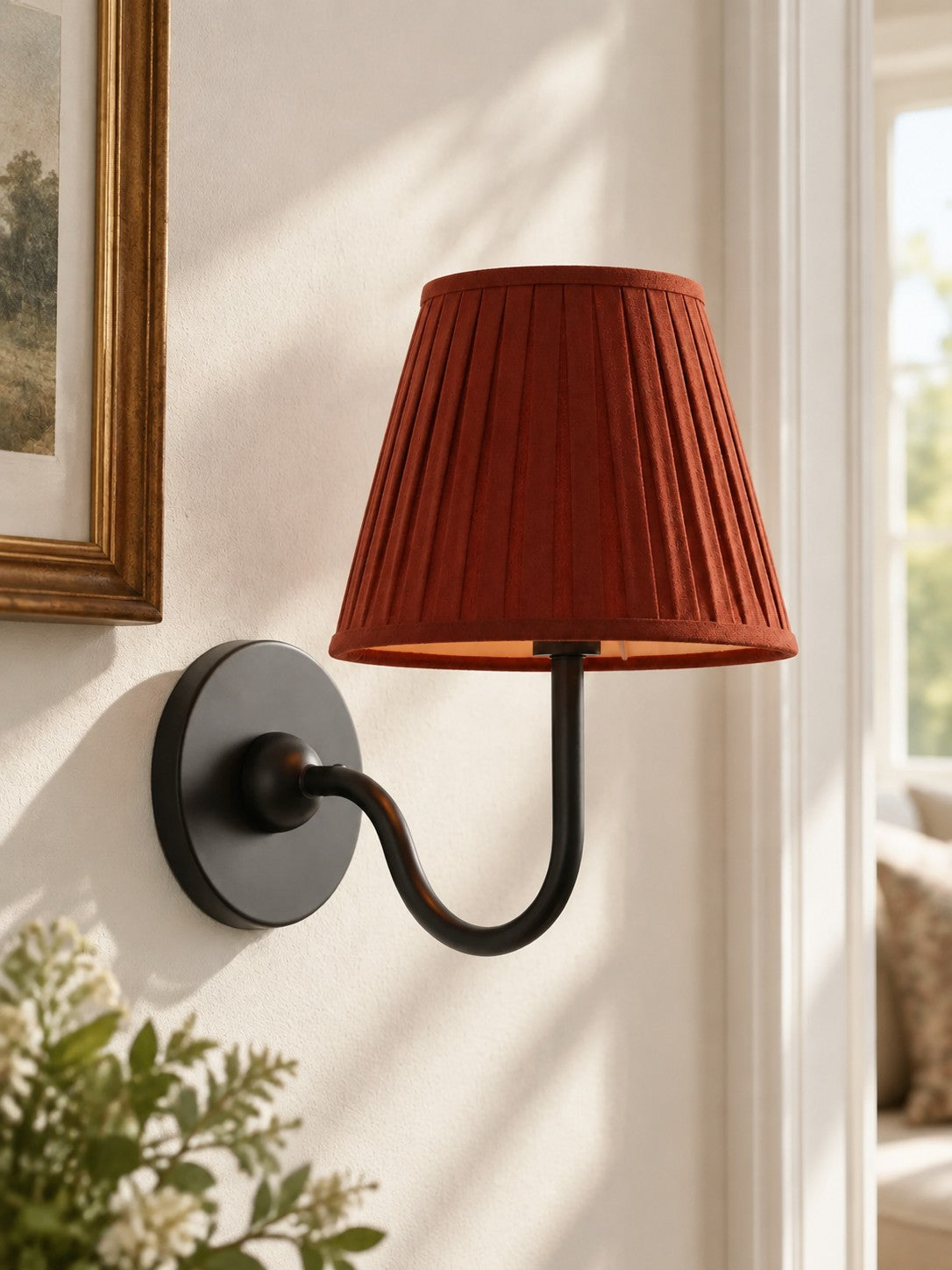 Fabric Shade Wall Sconce with Drum Shade - Classic Pleated Sconce Light