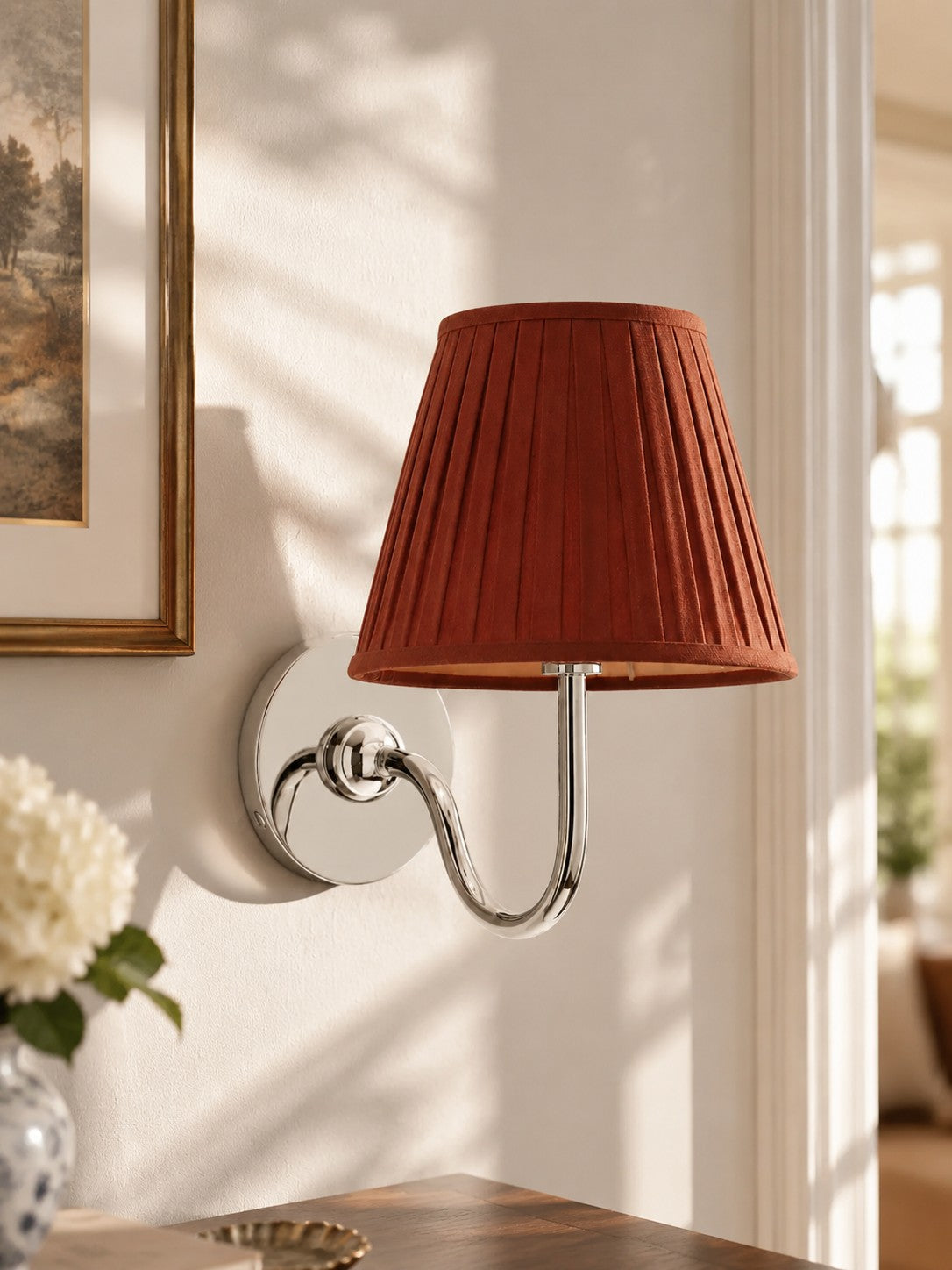Fabric Shade Wall Sconce with Drum Shade - Classic Pleated Sconce Light