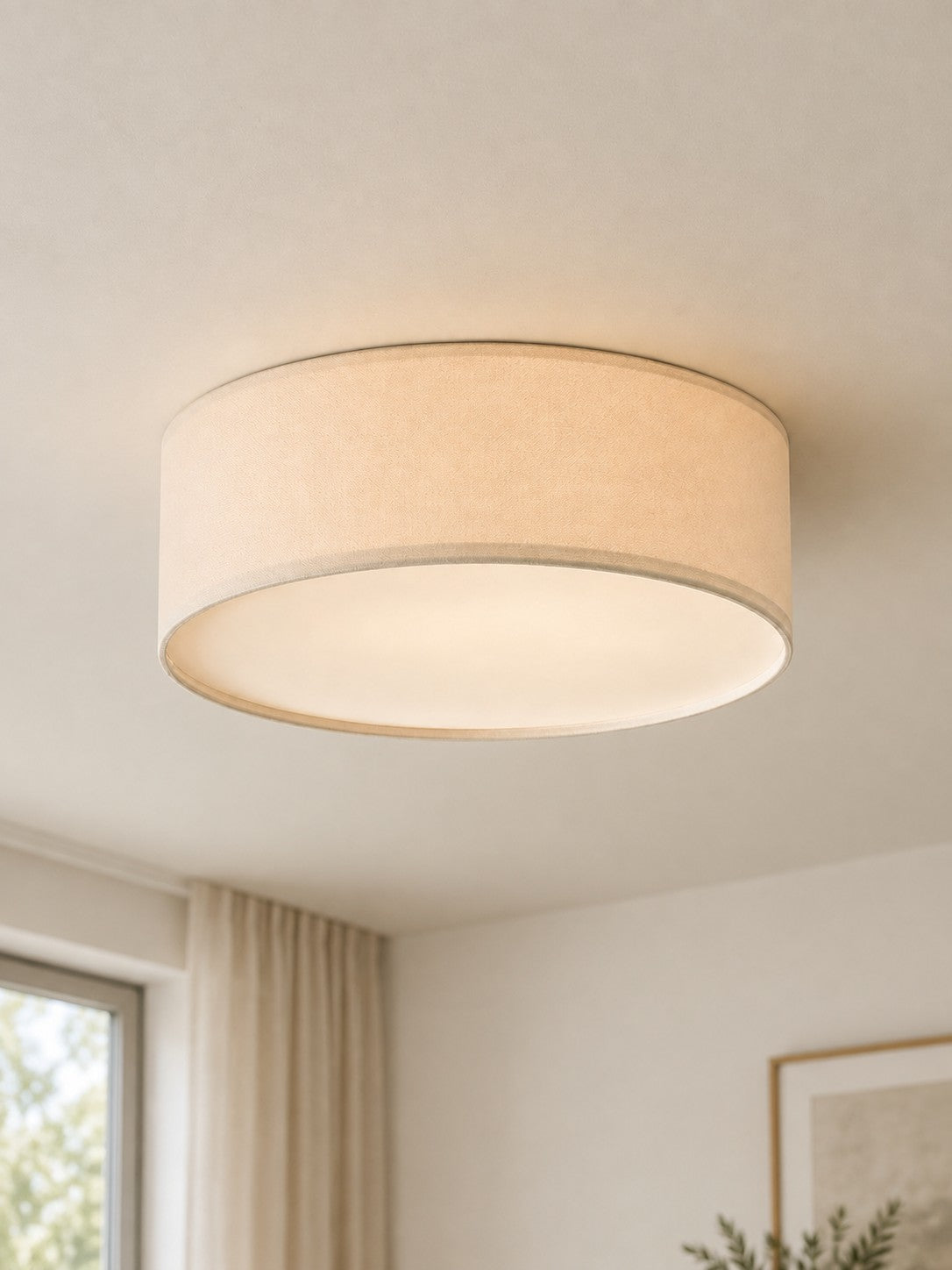Drum Flush Mount Ceiling Light - Linen Shade Modern Elegance