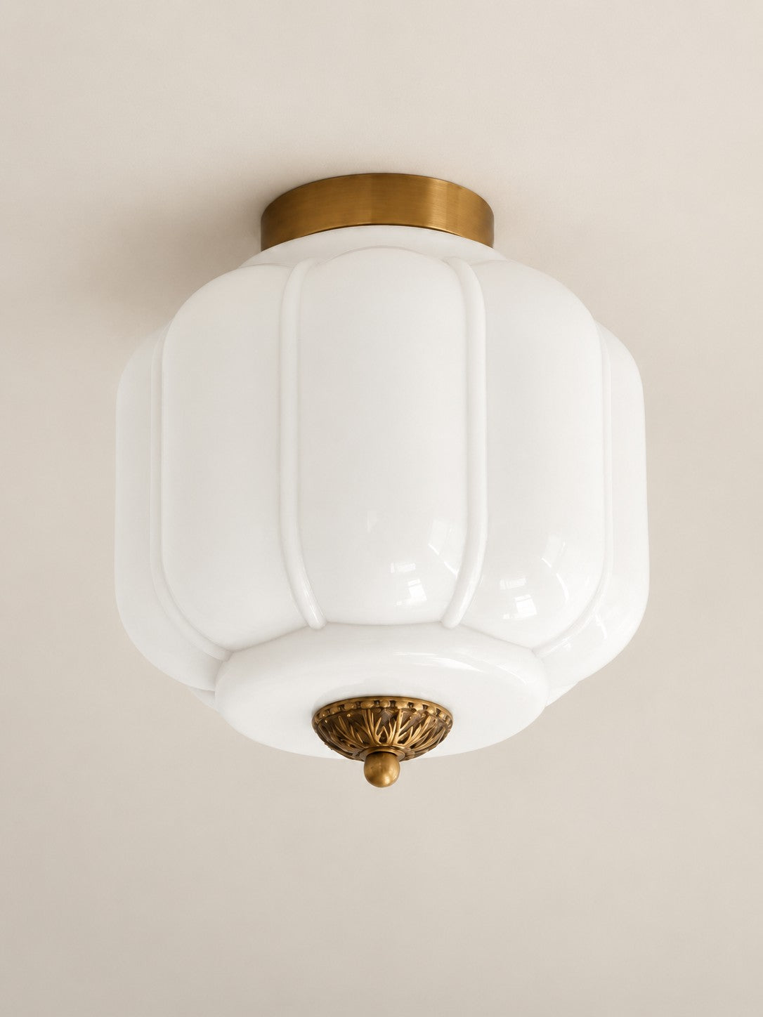 Flush Mount Milk Glass Ceiling Light – Modern Accent Lighting with Artistic Glass Shade