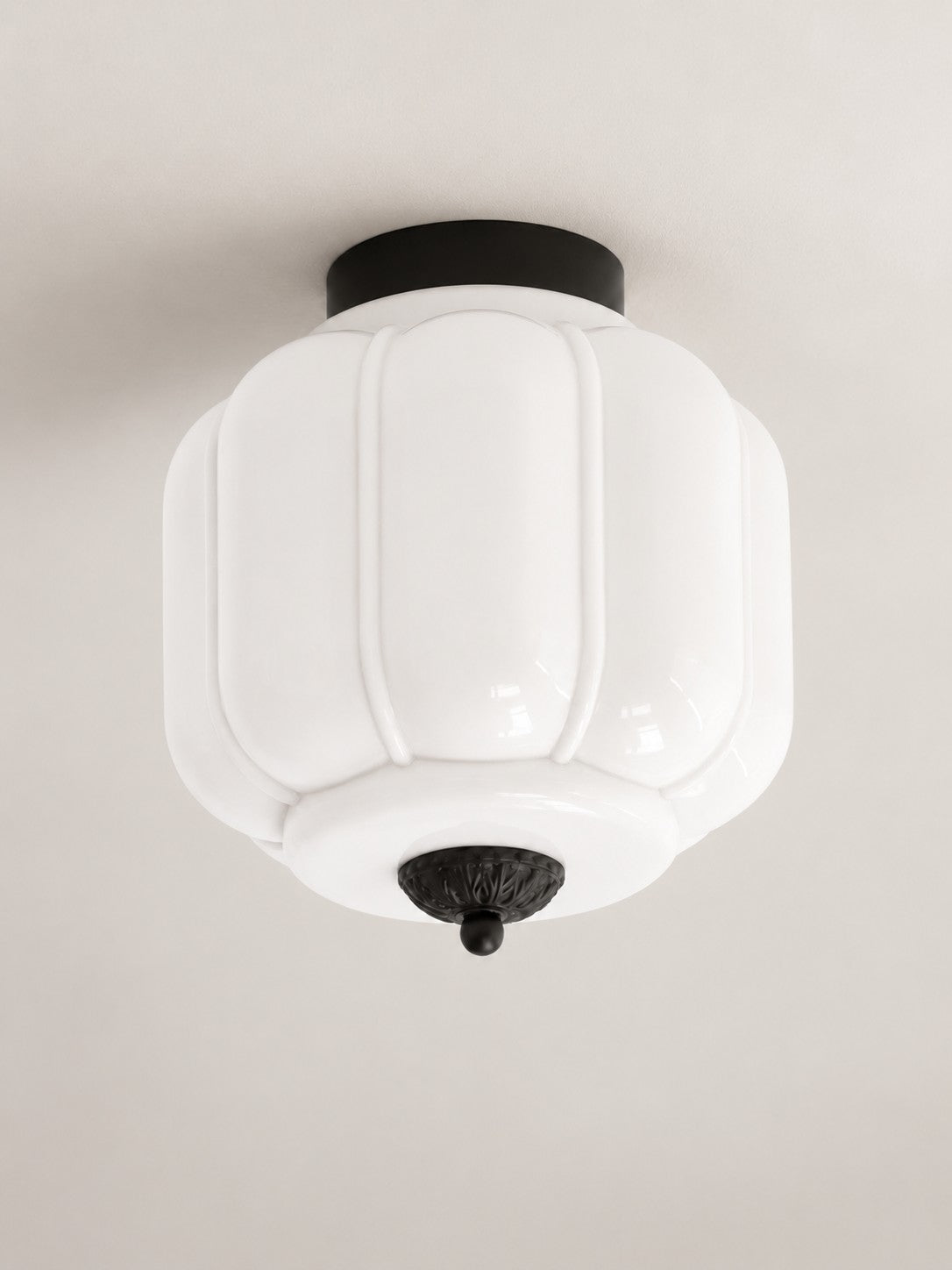 Flush Mount Milk Glass Ceiling Light – Modern Accent Lighting with Artistic Glass Shade