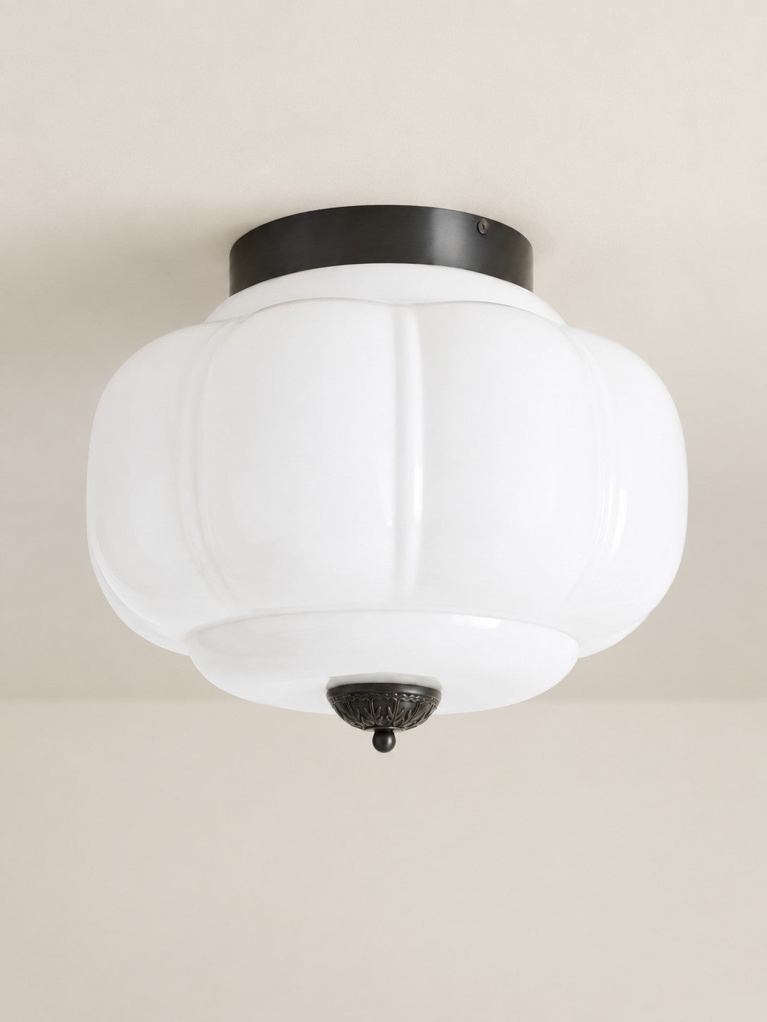 Flush Mount Milk Glass Ceiling Light – Modern Accent Lighting with Artistic Glass Shade