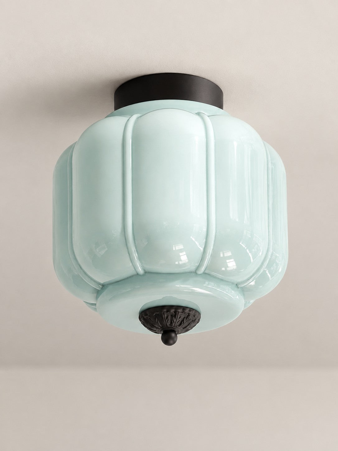 Flush Mount Milk Glass Ceiling Light – Modern Accent Lighting with Artistic Glass Shade