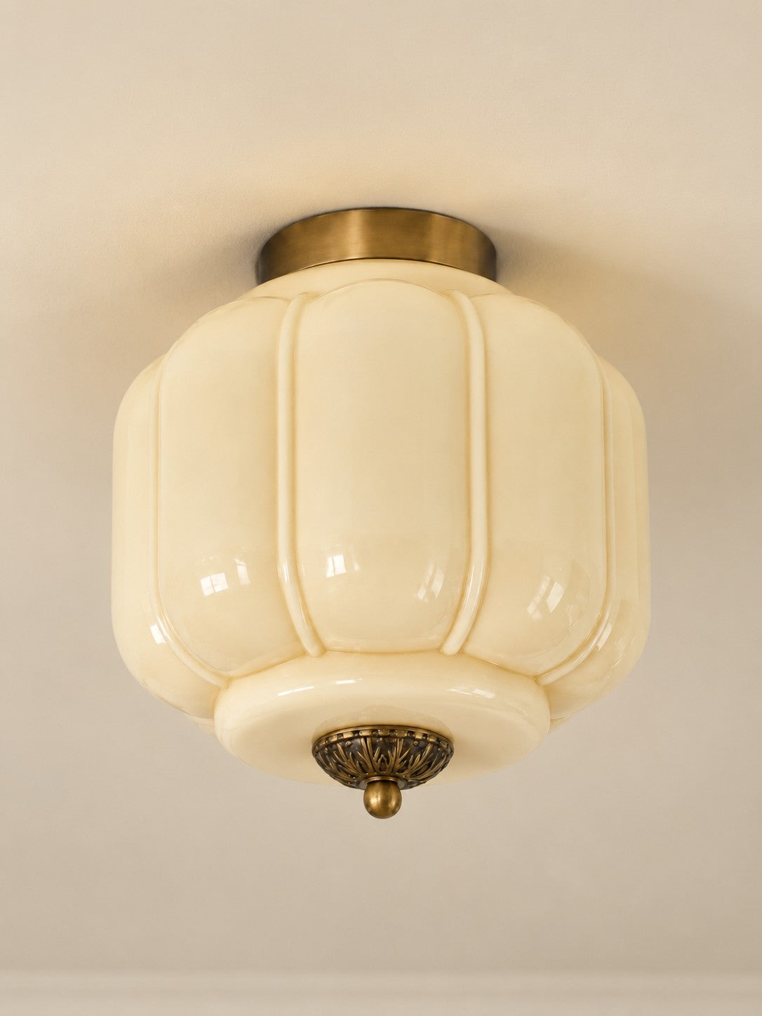 Flush Mount Milk Glass Ceiling Light – Modern Accent Lighting with Artistic Glass Shade