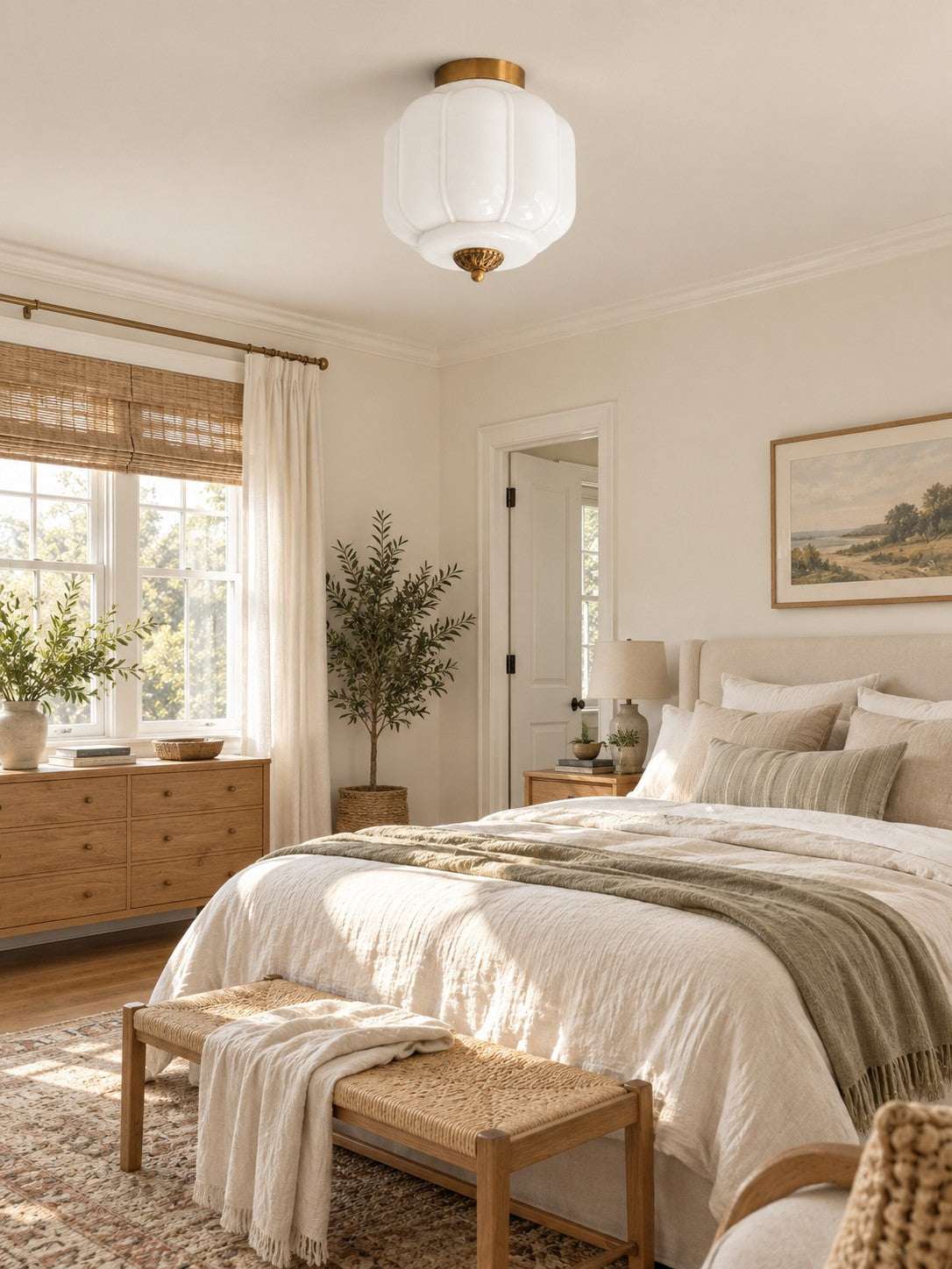 Flush Mount Milk Glass Ceiling Light – Modern Accent Lighting with Artistic Glass Shade