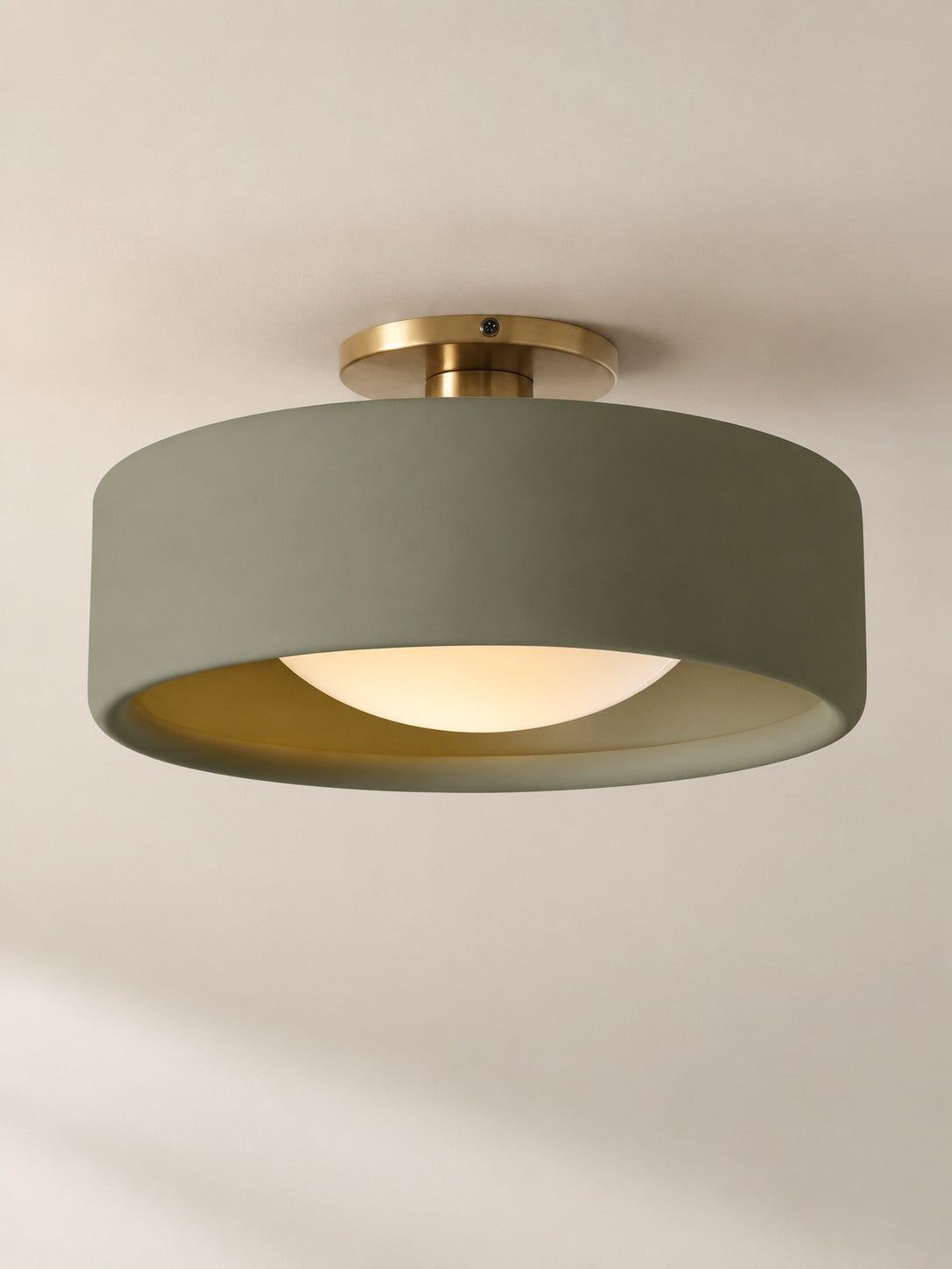 Porcelain Flush Mount Ceiling Light – Modern Low-Profile Fixture