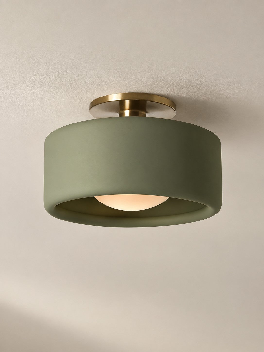 Porcelain Flush Mount Ceiling Light – Modern Low-Profile Fixture
