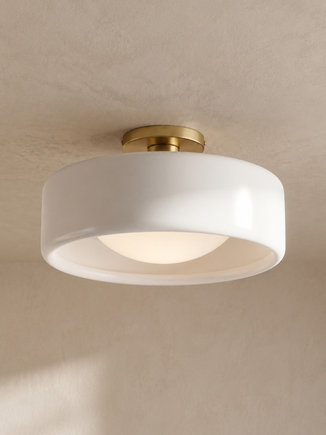 Porcelain Flush Mount Ceiling Light – Modern Low-Profile Fixture