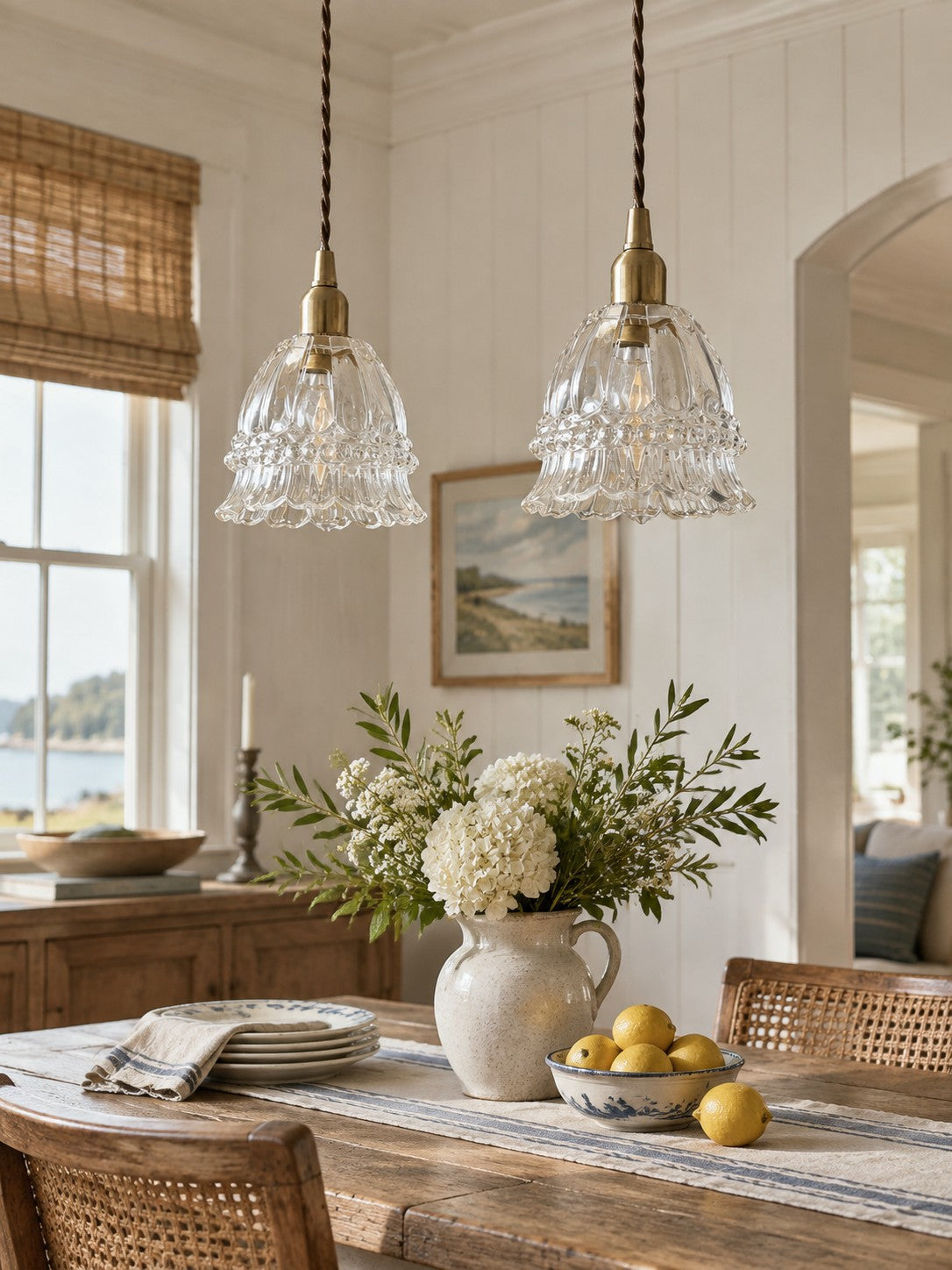 French Pastoral Jellyfish Glass Pendant Light