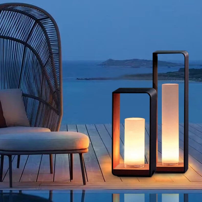 Modern Minimalist Square Frame Stainless Steel Acrylic LED Waterproof Lawn Landscape Light For Outdoor Patio