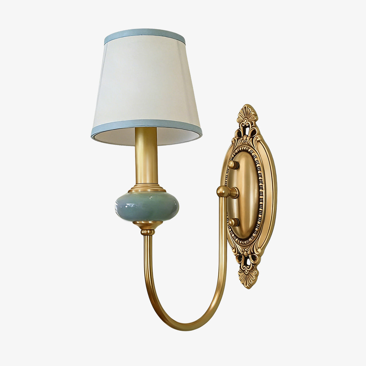 Classic Fabric Shade Sconce – Ceramic Wall Light for Hallway or Bedroom