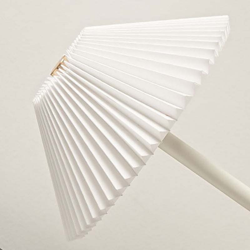 Contemporary Scandinavian Rechargeable Iron Fabric Conic Pleated 1-Light Table Lamp For Bedside