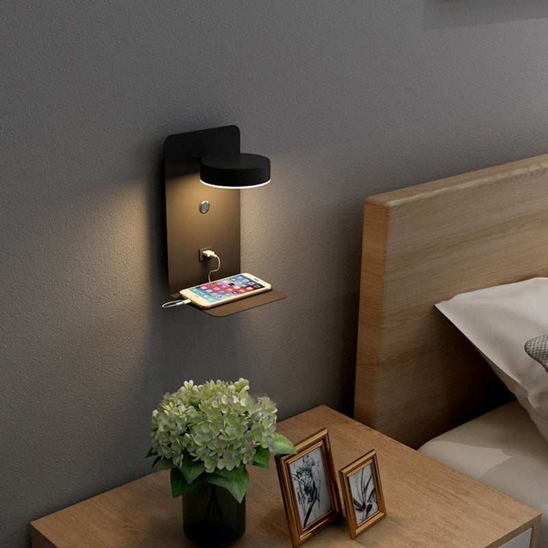 Modern Minimalist Iron Acrylic Square LED USB Rechargeable Wall Sconce Lamp