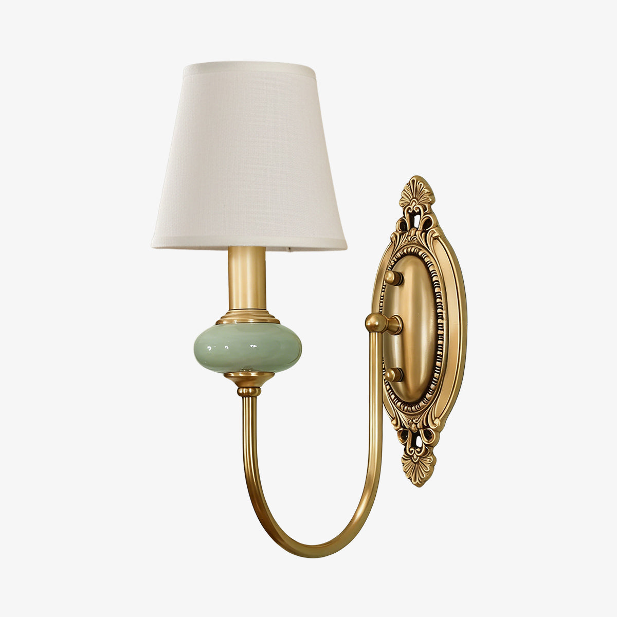 Classic Fabric Shade Sconce – Ceramic Wall Light for Hallway or Bedroom