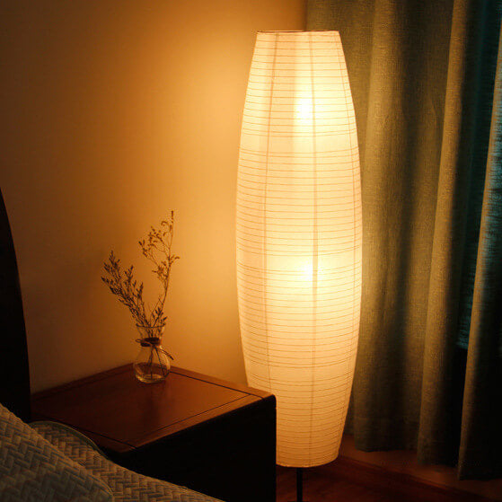 Nordic Minimalist Rice Paper Column 2-Light Standing Floor Lamp