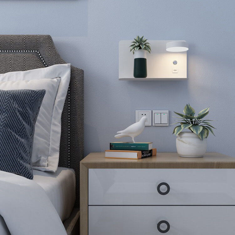 Modern Minimalist Iron Acrylic Square LED USB Rechargeable Wall Sconce Lamp