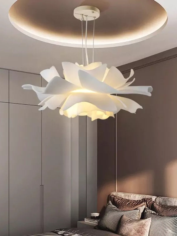 Handcrafted White Lotus Flower Pendant Light - Vintage Nordic Acrylic Design
