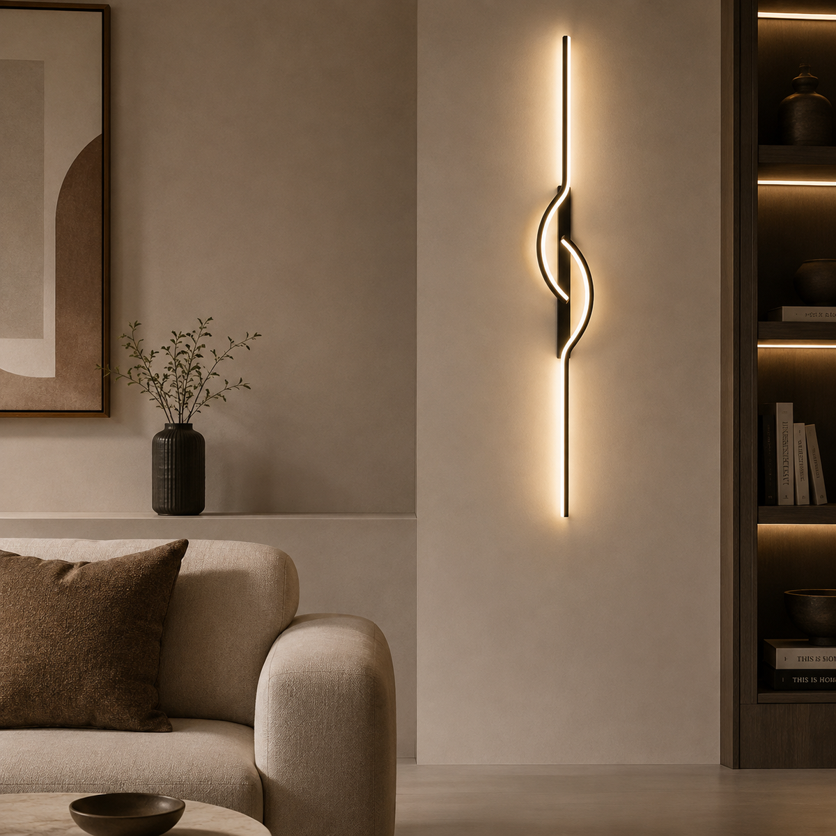 Modern Linear Wall Sconce Creative Black Aluminum Lamp