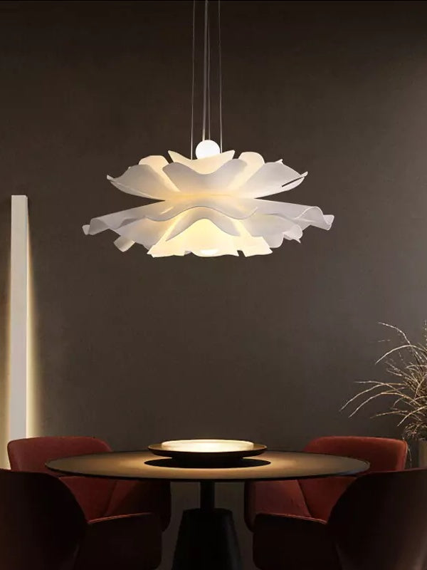 Handcrafted White Lotus Flower Pendant Light - Vintage Nordic Acrylic Design