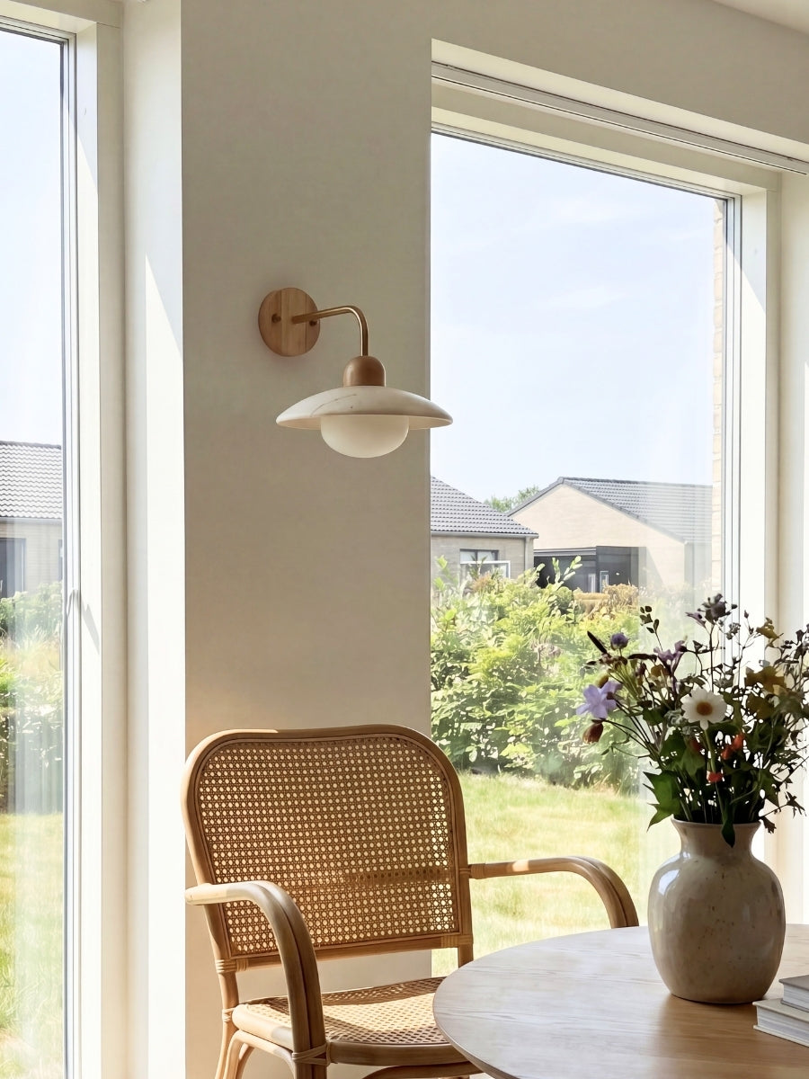 Travira Disc Travertine Wall Light - Modern Minimalist Sconce for Living Room