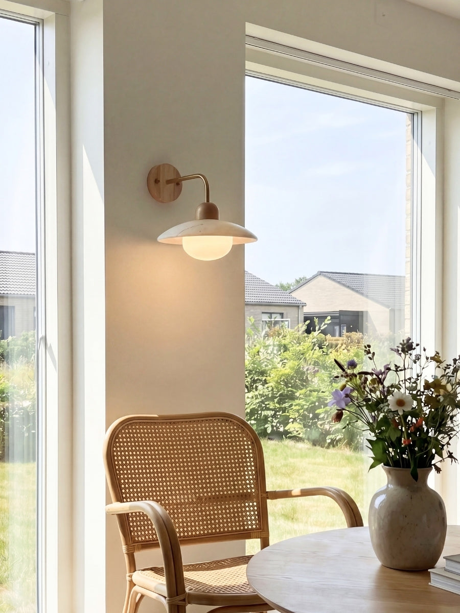 Travira Disc Travertine Wall Light - Modern Minimalist Sconce for Living Room