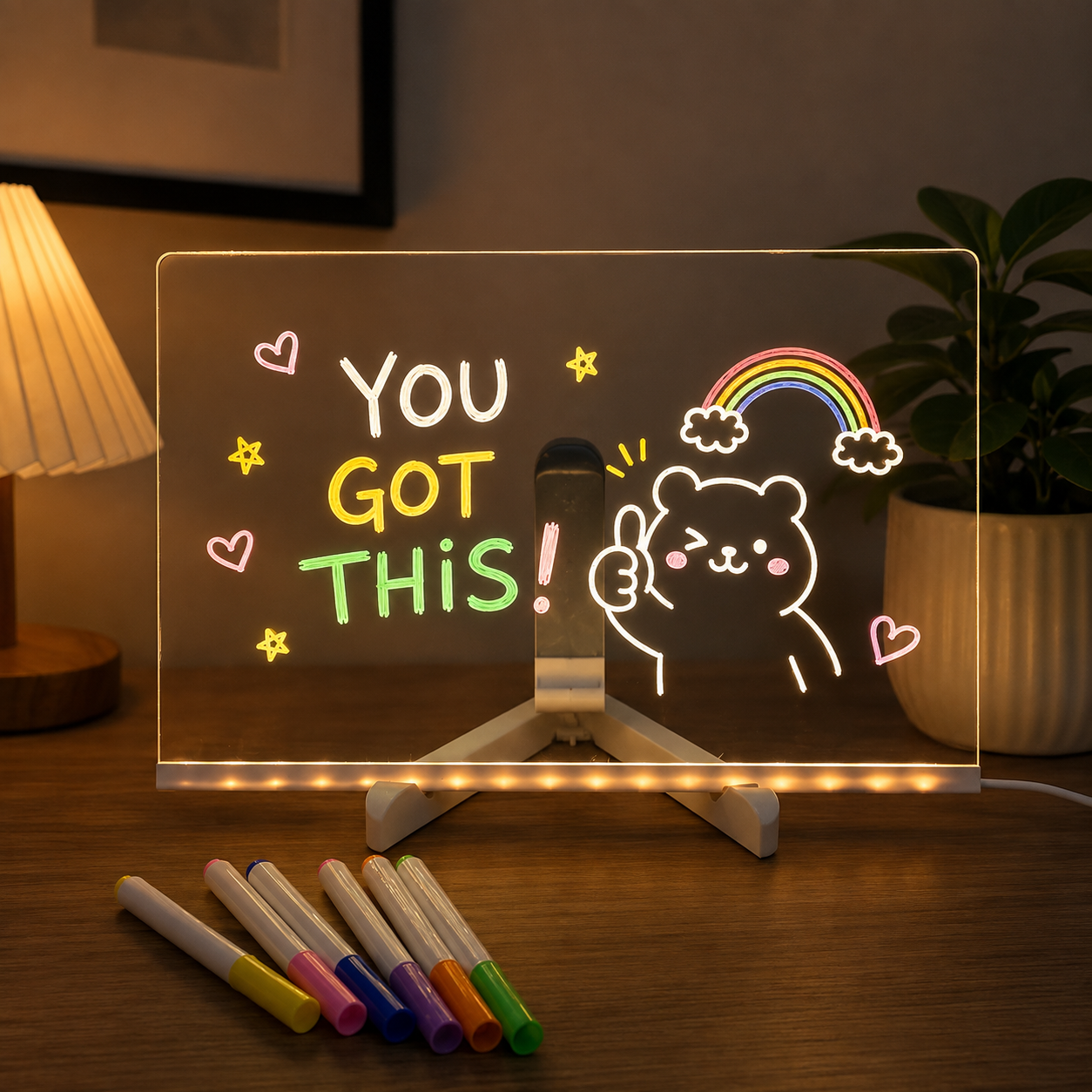 LED Acrylic Message Board Colorful Writable Table Lamp