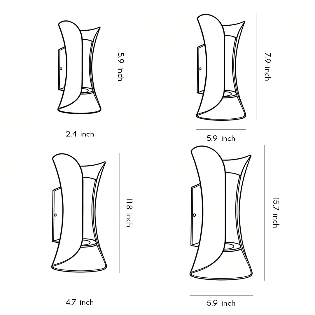Up Down Lighting Wall Lights Modern Curved LED Waterproof Light