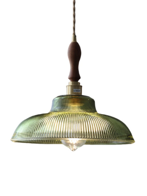 Modern Textured Glass Hanging Lamp - Vintage Ribbed Glass Pendant Light for Dining Room