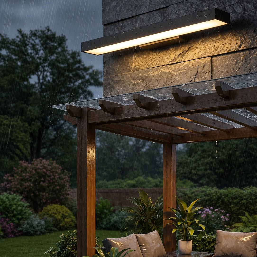 LED Linear Wall Light Outdoor Black Rectangular Lamp