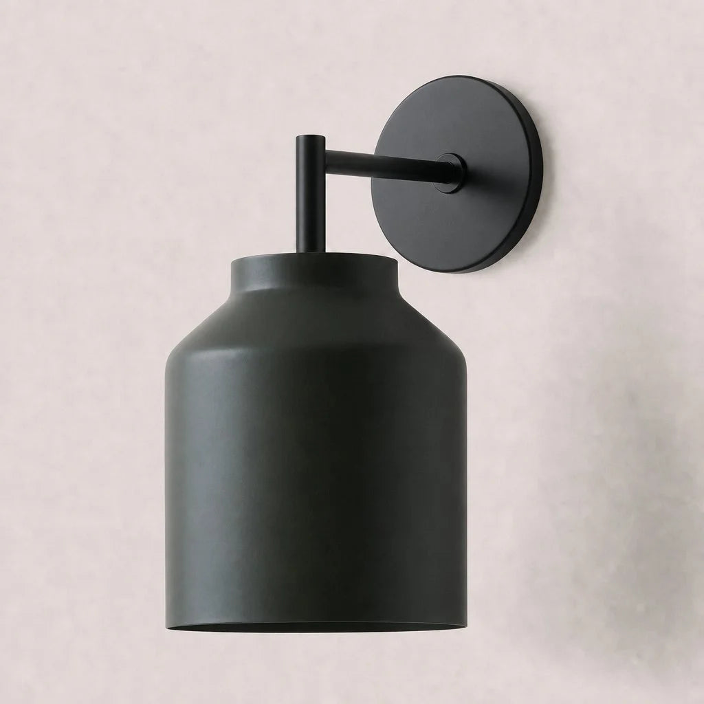 Minimal Wall Sconce – Vintage Milk Glass Sconce and Metal Accent