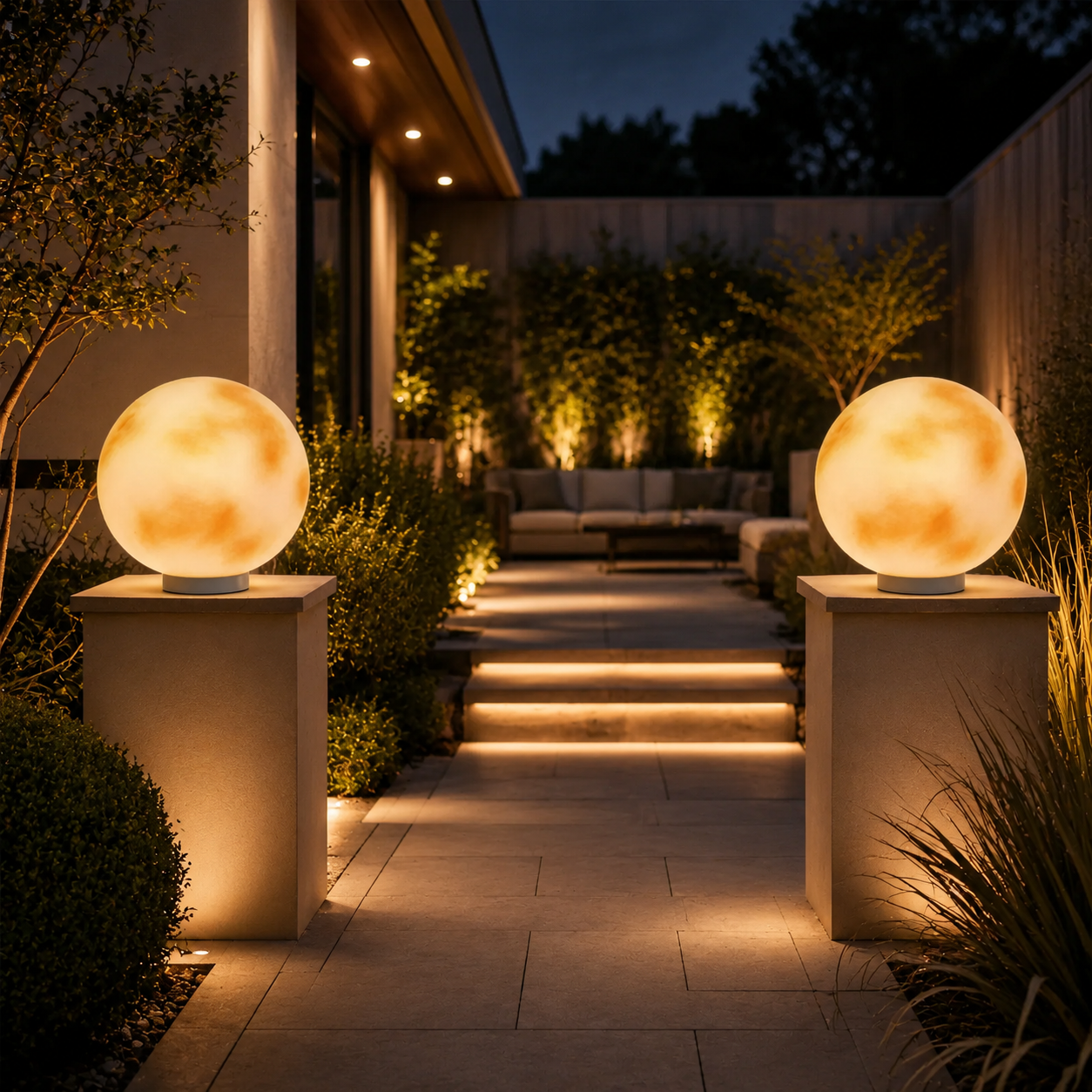 Moon-Shaped Stone Pillar Light Outdoor Decorative Light