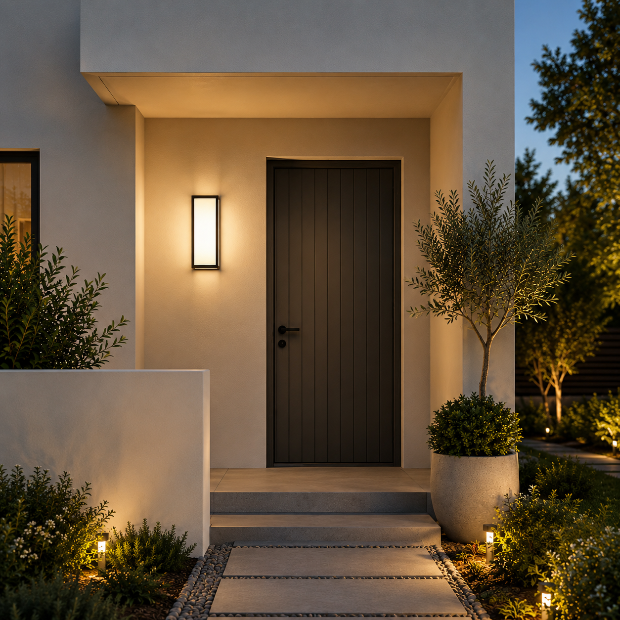 Contemporary Outdoor Wall Light Black LED Waterproof Light
