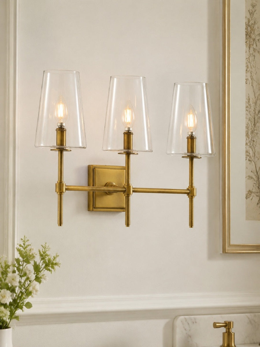 Clear Glass Sconce - Elegant Single To Triple Vanity Sconce