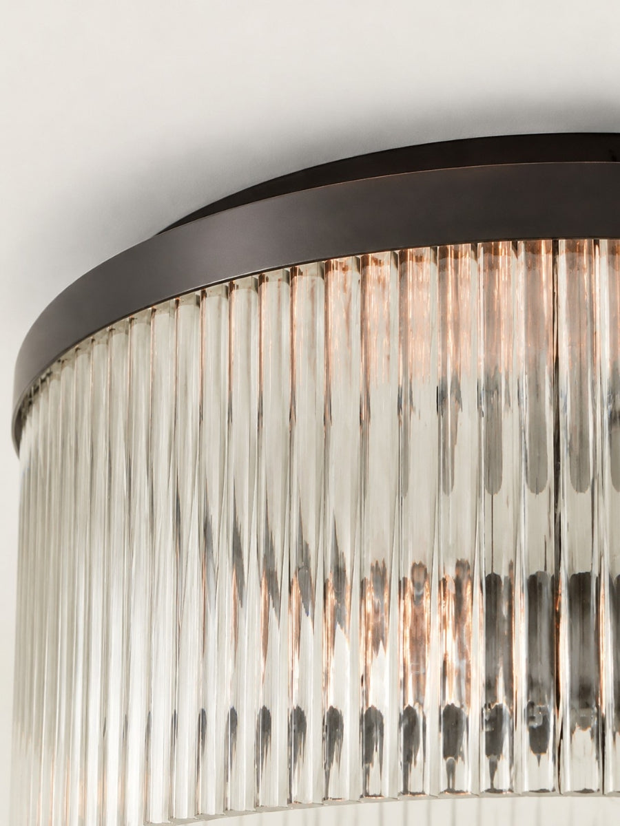 Elegant Ribbed Glass Flush-Mount Ceiling Light – Modern Low-Profile Fixture for Bedroom