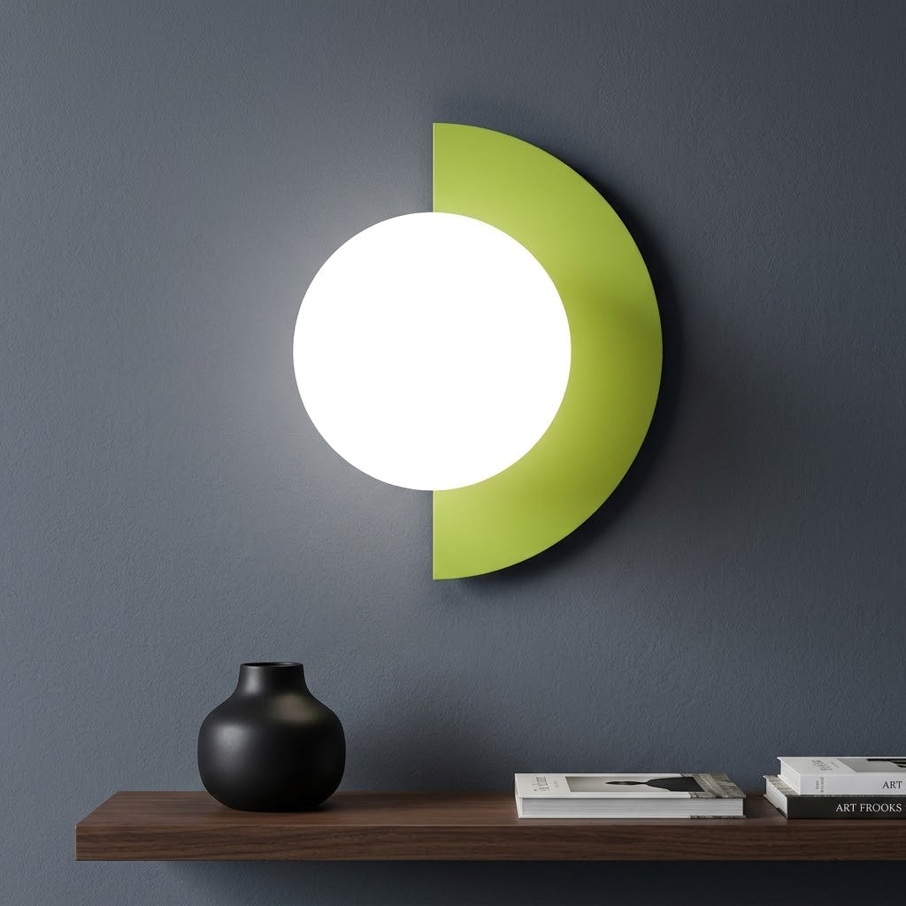 Modern Minimalist Glass Spherical Colorful Semicircle Design 1-Light Wall Sconce Lamp