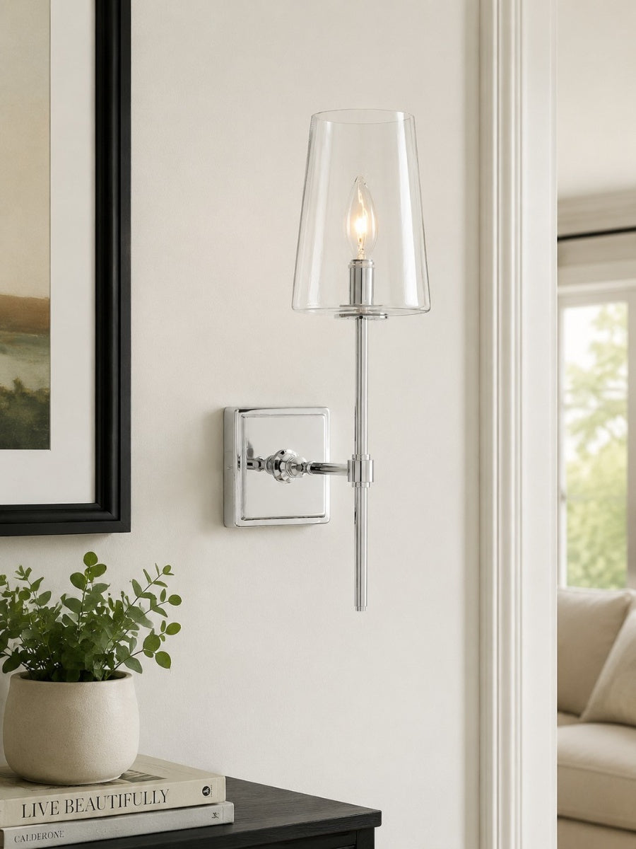 Clear Glass Sconce - Elegant Single To Triple Vanity Sconce