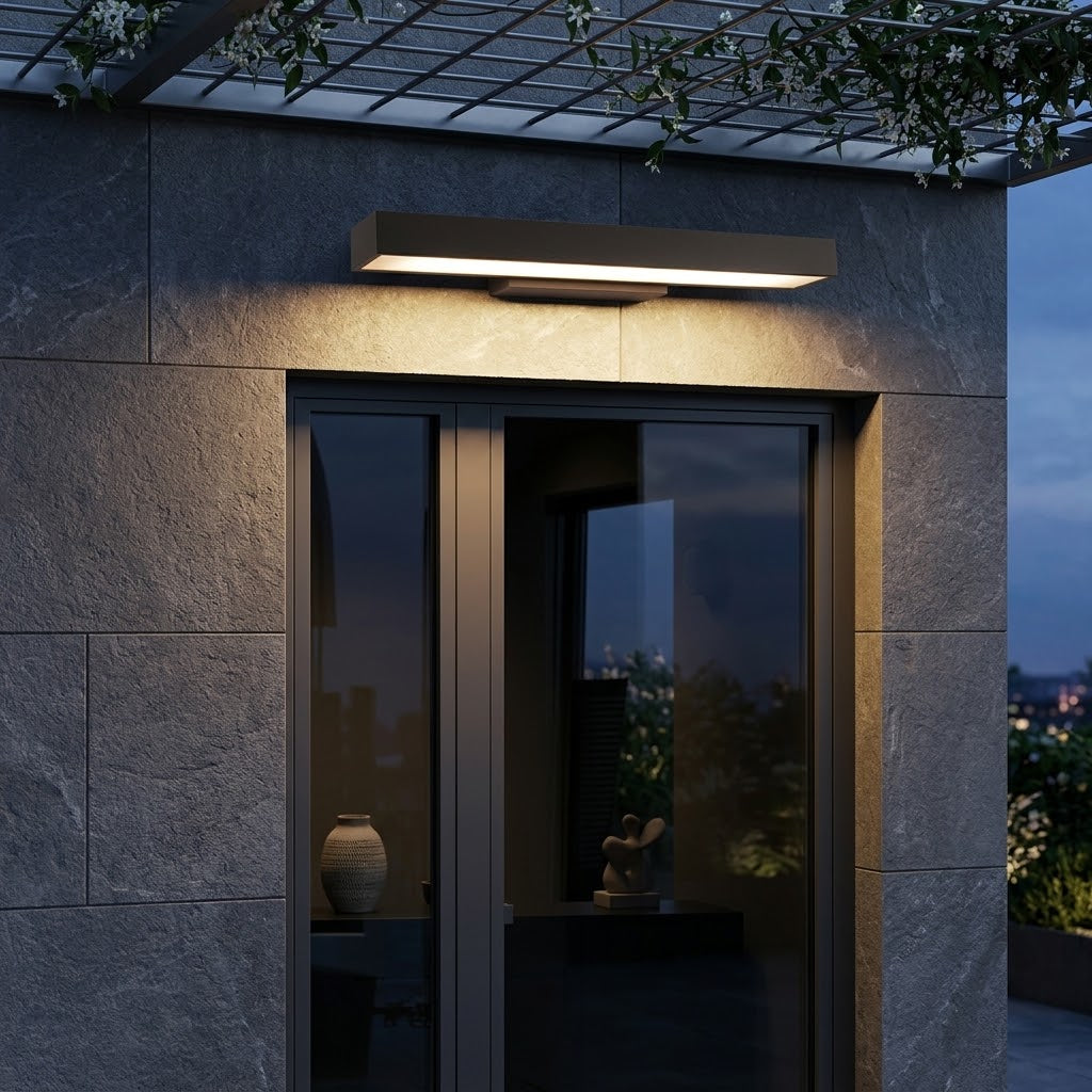 LED Linear Wall Light Outdoor Black Rectangular Lamp