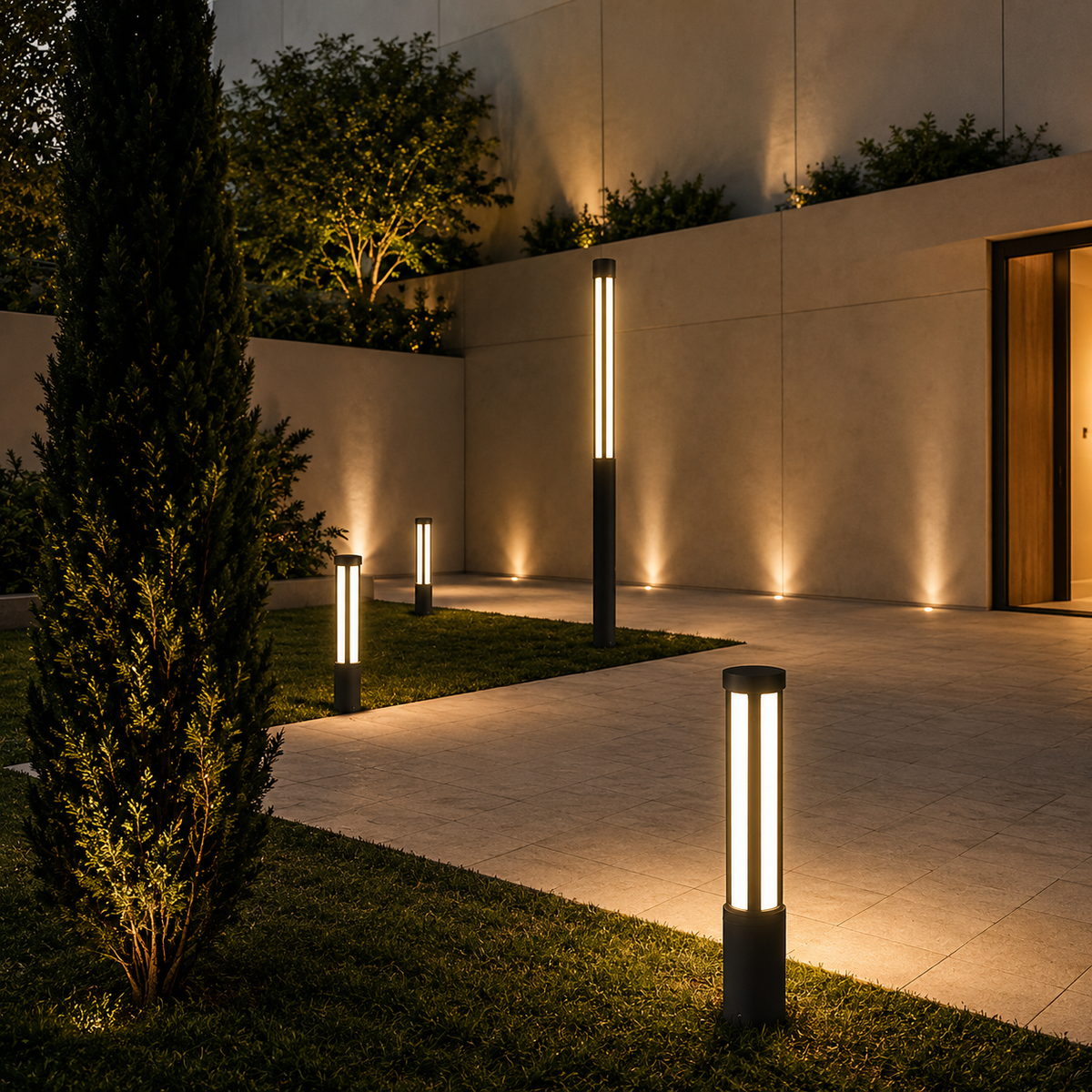 Residential Bollard Lights Modern Cylindrical LED Landscape Light