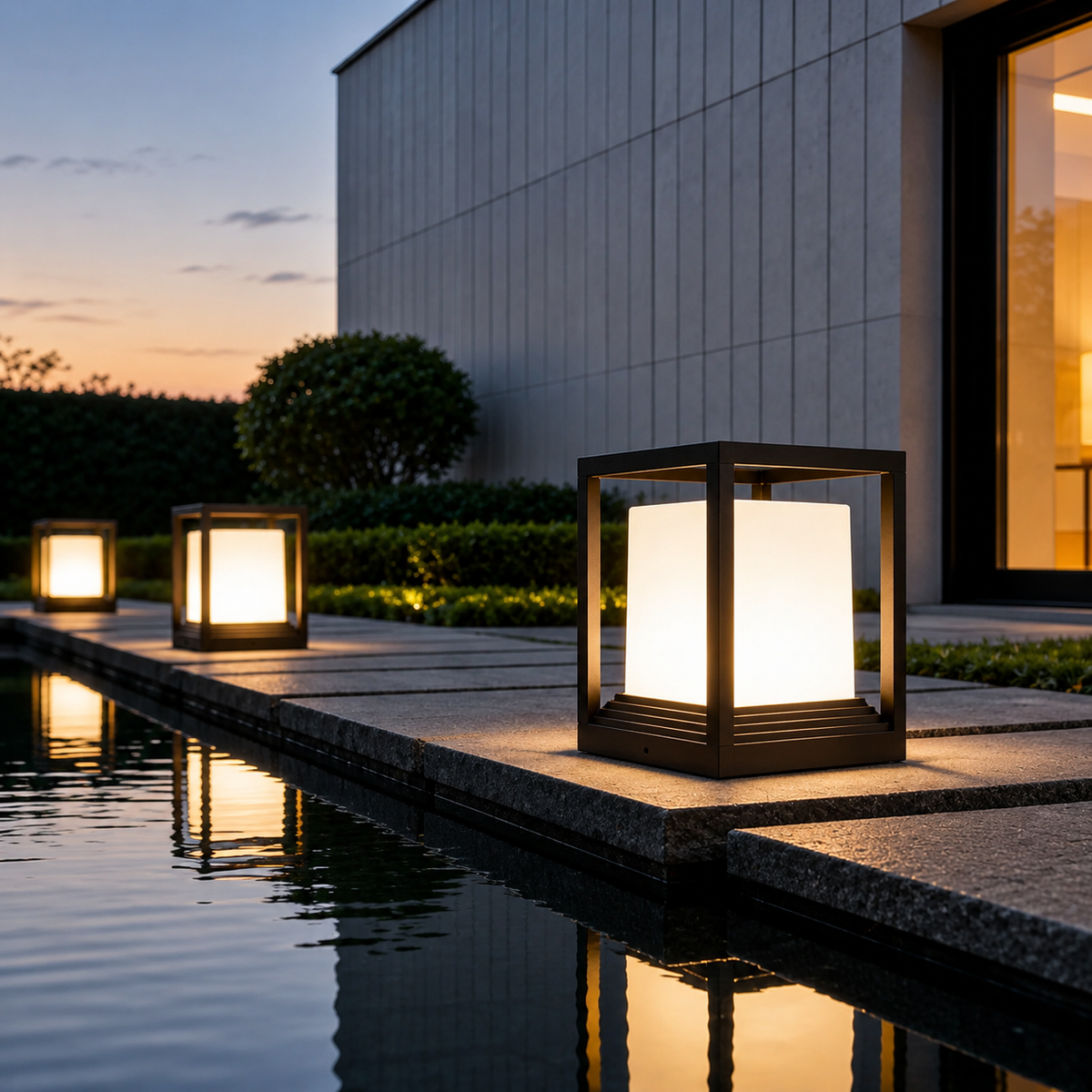 Garden Pedestal Lights Minimalist Square Waterproof LED Light