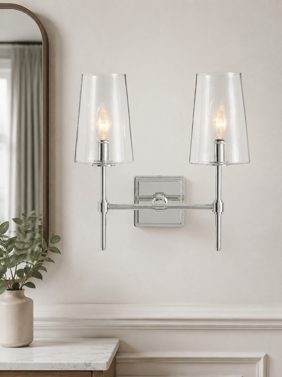 Clear Glass Sconce - Elegant Single To Triple Vanity Sconce