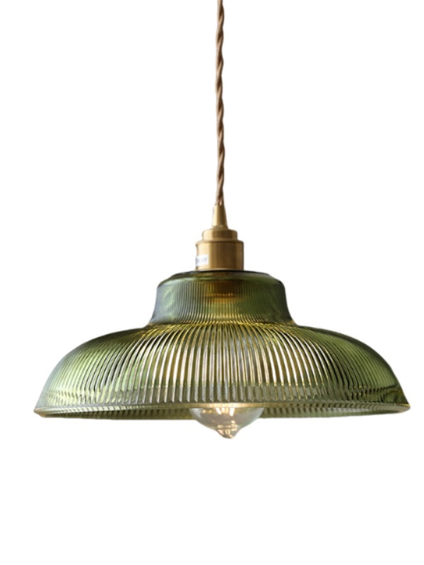 Modern Textured Glass Hanging Lamp - Vintage Ribbed Glass Pendant Light for Dining Room
